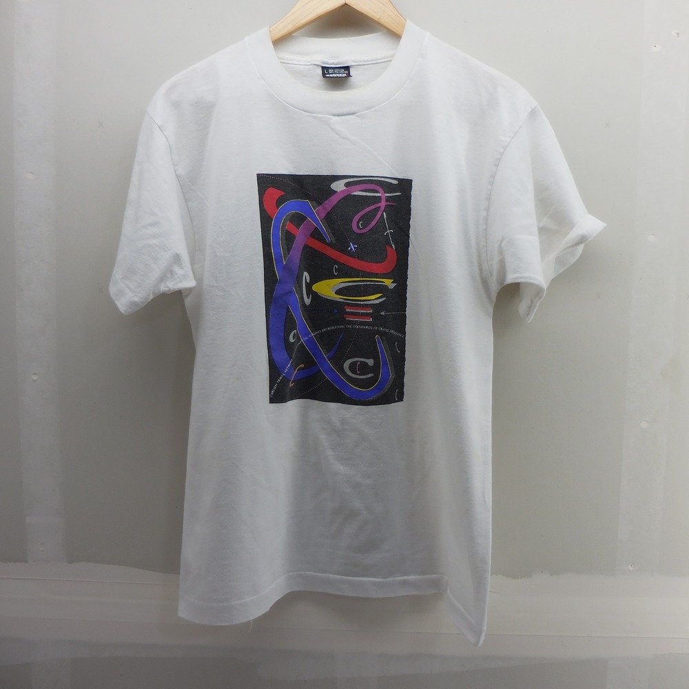 Vintage 90s Continental Airlines Carlson Travel T-Shirt White Screen Stars Large